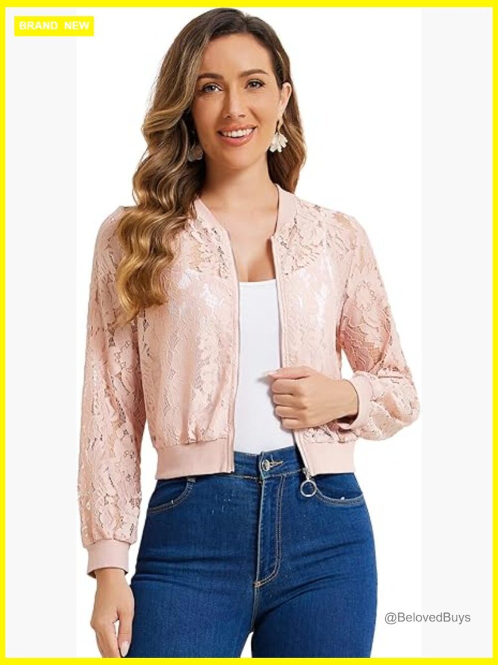 Sheer Lace Baseball Jacket with Zipper, Stand Collar, Lightweight